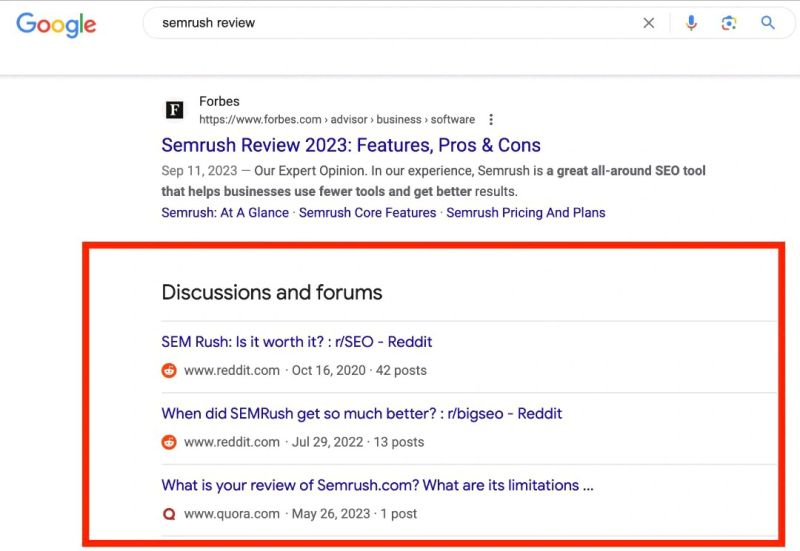 Google's Discussions and forums