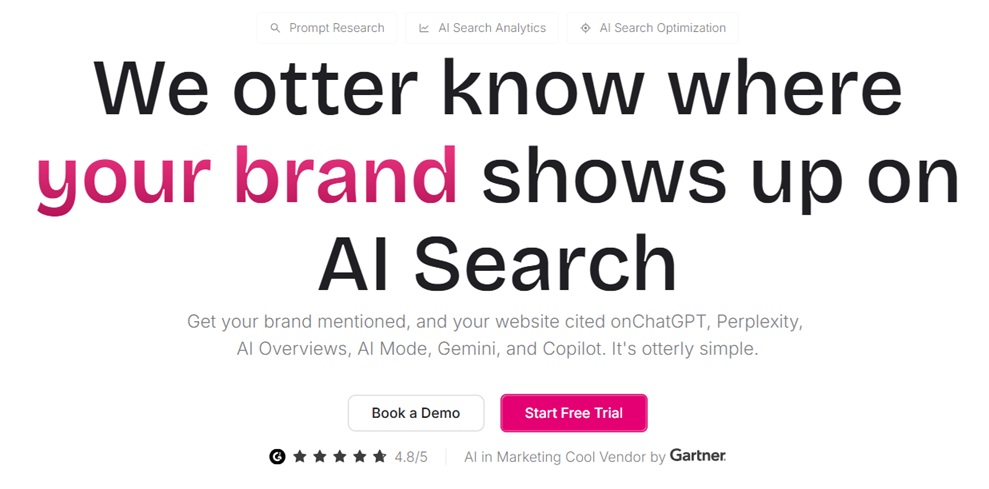 screenshot of the homepage of otterly.ai